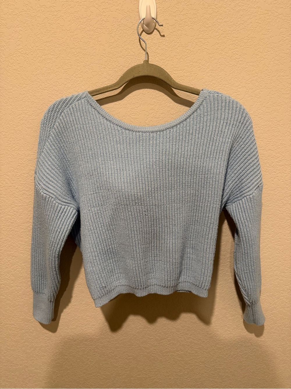 Women’s Light Blue Ribbed Knit Sweater
